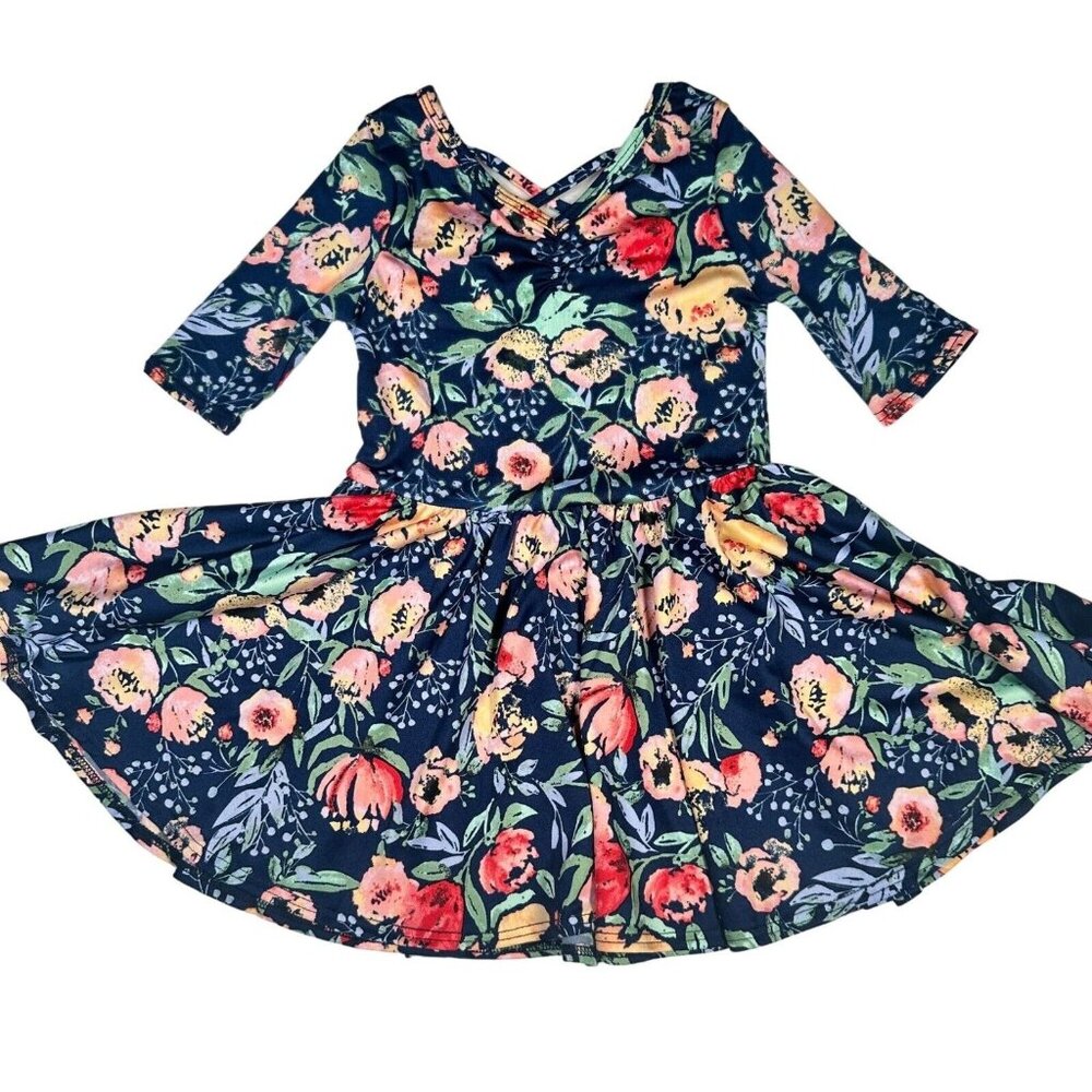 Dot Dot Smile Cottage Core Grandma Floral Print Dress Ballet Twirl Toddler 2T